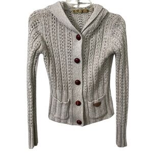 Roxy Hooded Cardigan with Cable Knit Vintage